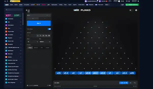 1win Plinko game